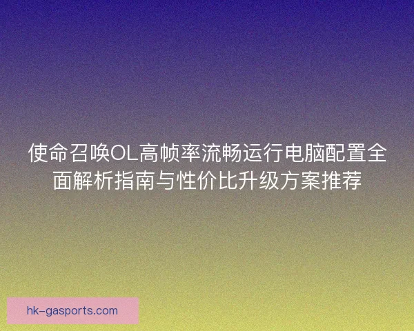 使命召唤OL高帧率流畅运行电脑配置全面解析指南与性价比升级方案推荐