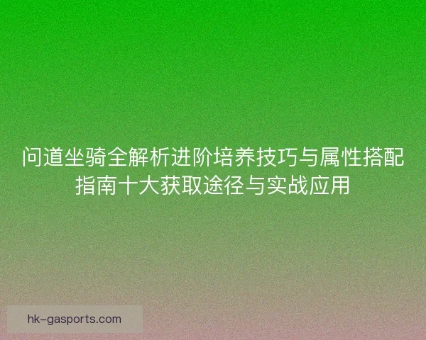 问道坐骑全解析进阶培养技巧与属性搭配指南十大获取途径与实战应用